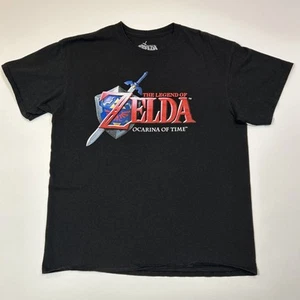 The Legend of Zelda Ocarina of Time Shirt Mens Large Black Nintendo Gamer - Picture 1 of 12