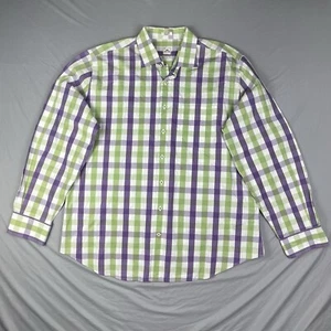 Peter Millar Weekender Wash Button Front Shirt Men's XL Pink Green Purple Plaid - Picture 1 of 10