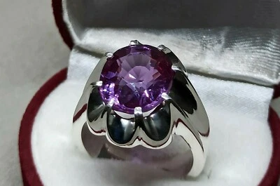 Oval Cut 10 Carat Alexandrite Mens Star Ring Sterling Silver 925 Handmade Ring — 第 1/4 张图片