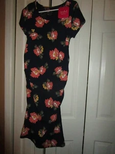 Floral Print Short Sleeve T-Shirt Maternity Dress - Isabel Maternity by Ingrid M - Picture 1 of 4