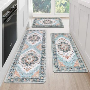 Kitchen Rug Sets 3 Piece Cushioned Anti-Fatigue Non-Slip Waterproof Standing - Picture 1 of 9