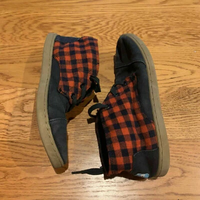 TOMS Black Orange Lace Up Gingham Boots Shoes Size Y5 Youth 5 Girls Boys Unisex - Image 1 of 4