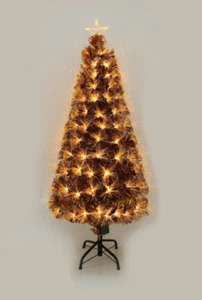 4FT Pre-lit LED Fibre Optic Christmas Tree Artificial Holiday Décor Metal Stand - Picture 1 of 1