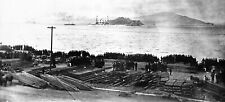 1908 SAN FRANCISCO GREAT WHITE FLEET SHIPS PASSING ALCATRAZ ISLAND~COPY NEGATIVE