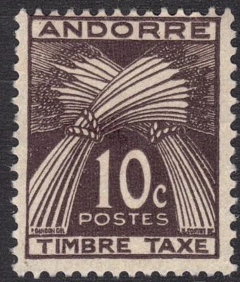 1946  Andorra SC# J32 - Inscribed : "Timbre Taxe" - Postage Due Stamps - M-H - Image 1 of 2