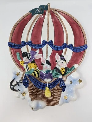 1996 Fitz & Floyd Ballooning Bunnies Huge Tray - Image 1 of 4