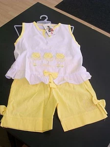 Girls Clothes:Organza Yellow/White 2 Pc Summer Outfit; Shorts & Top-USA sz4; NWT - Picture 1 of 12