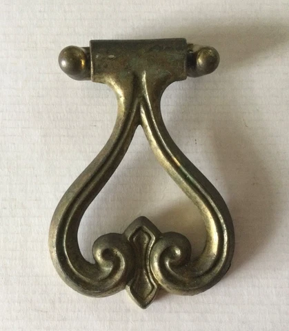 Vintage Brass Furniture Hardware, Salvaged, W-950 Keeler Brass Co. 1 1/4” ctc Cover