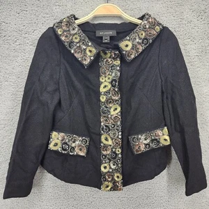 St. John Women's Size 4 Embellished Knit Evening Jacket Sequin Beaded Trim Black - Imagen 1 de 22