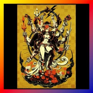 GOD OF WAR GIRL Signed POSTER Godtail AUTOGRAPHED Anime BISHAMONTEN Art Print - Picture 1 of 1