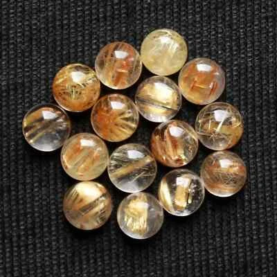 Natural Rutilated Quartz Calibrated Golden Rutile Cabochon Round Shape Gemstone - Image 1 of 4