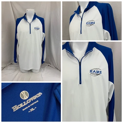 Los Angeles Rams 1/4 Zip Pullover XL White Poly Holloway Long Sleeve YGI P2-363 Cover