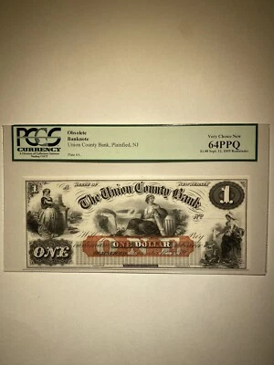 The Union County Bank Plainfield NJ $1 1859 - Image 1 of 2