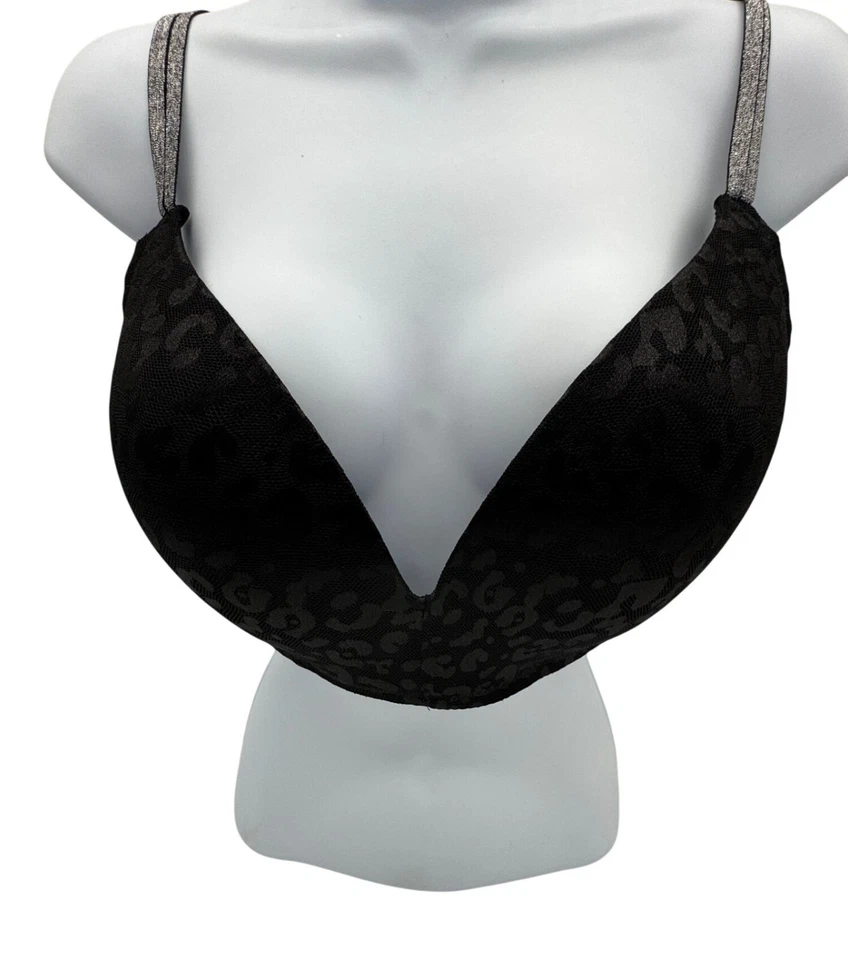 Sujetador push-up Bebe para mujer leopardo talla 38DD negro acolchado encaje informal Foto 1 de 4