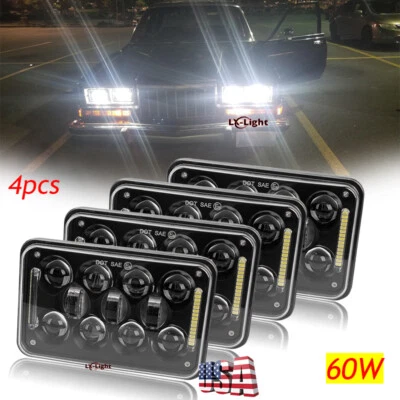Black 4pc 4x6" Led Headlight Squared Bulbs fit for GMC W3500 W4500 W5500 Forward - Image 1 of 4