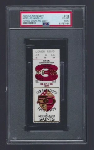 PSA 6 - TERRELL OWENS NFL DEBUT - 1996 NFL SAINTS @ 49ERS FOOTBALL TICKET STUB Cover