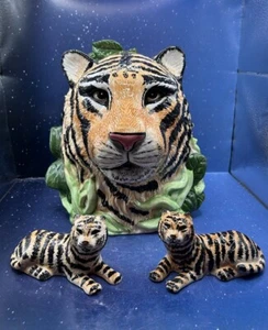Tarro de galletas de cerámica de tigre de Bengala de colección de los años 90 y sal pimienta tone World SMC - Imagen 1 de 24