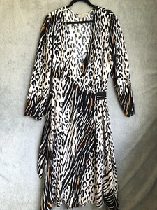 COAST Midi Wrap Dress UK 18 Long Sleeve Animal Design Stunning! Occasion Party - Picture 1 of 12
