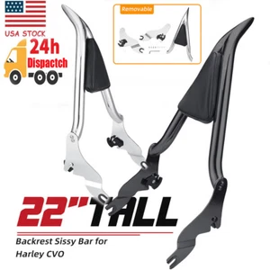 22" Tall Backrest Sissy Bar For Harley CVO Road Glide Street Road King 2009-2023 - Picture 1 of 19