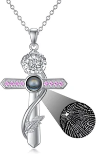 Sterling Silver Cross Necklace October Birthstone Birth Month Flower Gifts Women - Picture 1 of 7