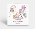 Personalised Girls 1st Birthday Card Unicorn Party - Daughter Niece Little Girl