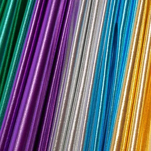 Metallic Stretch Foil Lame On Interlock Knit Polyester Shiny 165 GSM Fabric - Picture 1 of 25