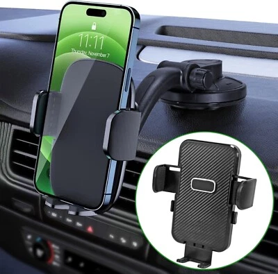 Car Phone Holder Dashboard Windshield Phone Mount Universal for iPhone Samsung - Image 1 of 4