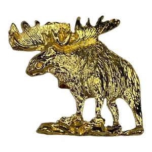 Vintage Gold Tone Moose Bolo Tie Clip Acessory for Western Rodeo Shirt Attire - Picture 1 of 3