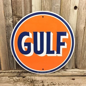 Gulf Gasoline Gas Oil Metal Tin Sign Garage 12" Vintage Logo Station New - Picture 1 of 2