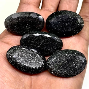 5 Stck. Natürlicher Schwarzer Sonnenstein 32-35 mm Ovalschliff Lose Facettierte Edelsteine 221,50 Kt - Bild 1 von 22