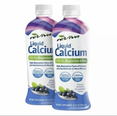 :.reViva cálcio líquido, mirtilo 🫐 sabor, 64 onças.: - Imagem 1 de 4