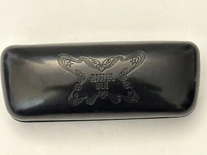 Anna Sui Black Eyeglasses Hard Clamshell Case with Embossing Durable Protection - Picture 1 of 6
