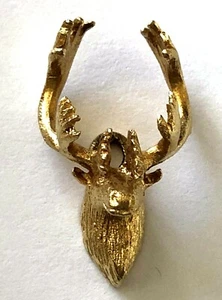 10K Yellow Solid Gold Elk Deer Head Stag Head Charm Pendant Alaska Hunting - Picture 1 of 9