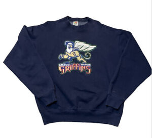 VINTAGE Grand Rapids Griffins Sweatshirt Adult XL Navy Blue Hockey Mens 90s