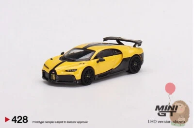 TSM MINIGT 1/64 Bugatti Chiron Pur Sport Alloy Diecast Model Car Hobby Yellow - Image 1 of 3