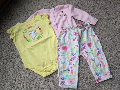Gymboree Meow & Roar Outfit set 6-12 pantaloni maglione camicia farfalla gatto - Immagine 1 di 4