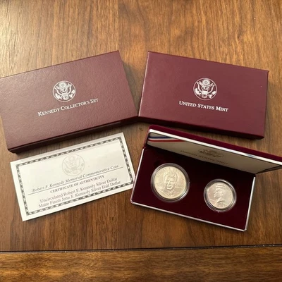 1998 Kennedy Collector's set: RFK silver dollar and Matte Finish JFK half dollar - Image 1 of 4