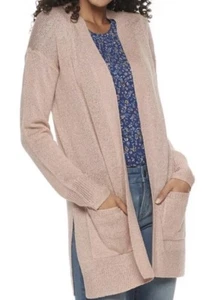 Nwt SO Women’s Jr 3x Open Cardigan Mauve Blush Pink Sweater Crochet Knit Pockets - Picture 1 of 8
