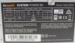 Be Quiet System Power B9 ATX Netzteil 300 Watt 80+ #306067 - Bild 1 von 3