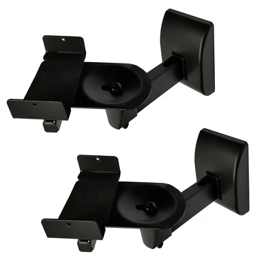 2 Pack Pair Heavy Duty Bookshelf Speaker Side Clamping Wall Mount Bracket Black - Image 1 of 4