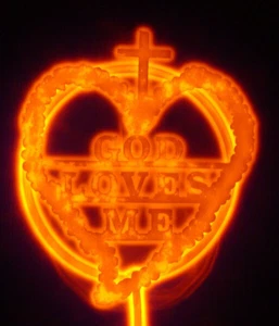 RARE AEROLUX "GOD LOVES ME" GLOWLAMP, WORKING PERFECTLY! - Picture 1 of 3