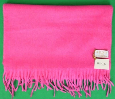 "Bufanda rosa caliente de gran tamaño Begg & Co Scottish Cashmere Arran" (NUEVA CON ETIQUETAS) Foto 1 de 3