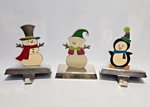 Christmas Stocking Hangers Set Snowman Penguin - Picture 1 of 5
