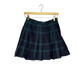 Gonna plissettata verde navy a quadri Wild Fable taglia XS Academia nuova con etichetta - Foto 1 di 10