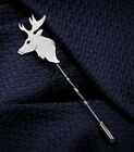 Gorgeous Fabulous Deer Engagement Groom Unique Lapel Pin In 935 Argentium Silver