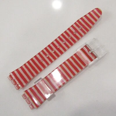 Reloj SWATCH 17mm Correa de Repuesto Rojo Rayas Transparentes Plástico Resistente 💥 Foto 1 de 2
