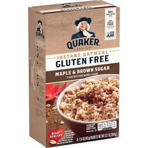 Quaker Instant Oatmeal, Gluten Free, Maple & Brown Sugar, 8 Packs - Picture 1 of 7