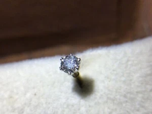 3MM Round Natural Diamond Solitaire Screw 18g Nose Pin Solid 14k Yellow Gold - Picture 1 of 12