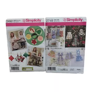 Lot 2 Simplicity 2492 2748 Mother Child Aprons Christmas Crafts Patterns UNCUT - Picture 1 of 7