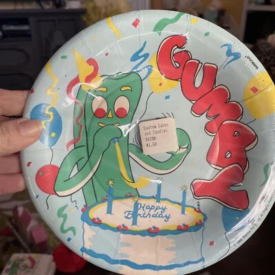 NOS Gumby Party Paper Plates Set Of 8  - Image 1 of 3